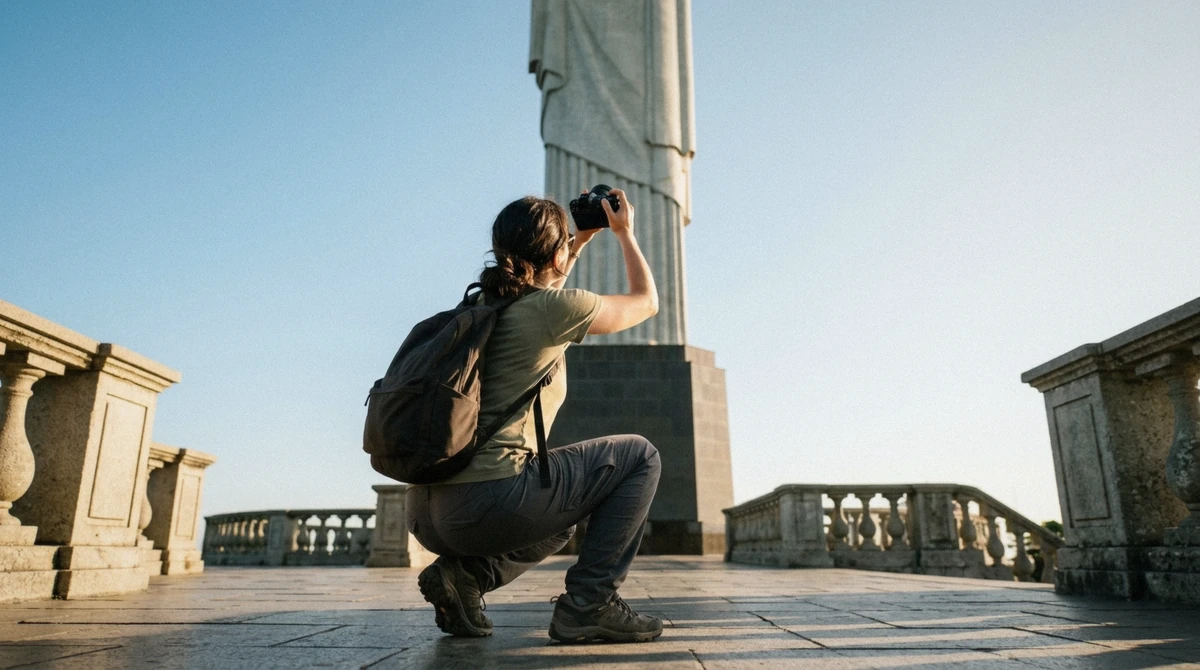 Low-angle photograph of Christ the Redeemer statue against the sky, a favorite Christ the Redeemer photo spot in Rio de Janeiro